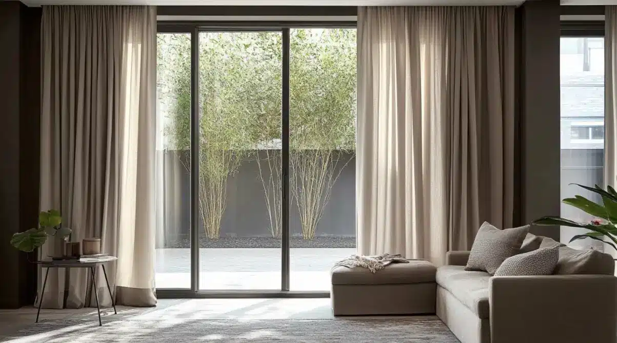 Beige gardiner til stuen